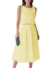 Conjunto de saias Wanzetaly, saia maxi feminina com ilhós ocos, amarela