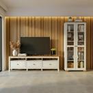 Conjunto de Sala 2 Peças com 1 Rack e 1 Cristaleira Ananda CabeCasa MadeiraOriginals