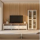 Conjunto de Sala 2 Peças com 1 Rack e 1 Cristaleira Madeira Maciça Ananda CabeCasa MadeiraOriginals Off White/Mel