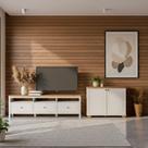 Conjunto de Sala 2 Peças Rack e 1 Armário Multiuso Ananda CabeCasa MadeiraOriginals Branco Off White/Mel Off White/Mel Conjunto de Sala 2 Peças Rack e 1 Armário Multiuso Ananda CabeCasa MadeiraOriginals Branco Off White/Mel Off White/Mel
