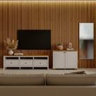 Conjunto de Sala 3 Peças com 1 Rack, 1 Armário e 1 Espelho Ananda CabeCasa MadeiraOriginals