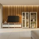 Conjunto de Sala 3 Peças Rack, Estante e Cristaleira Madeira Maciça Ananda CabeCasa MadeiraOriginals Branco Off White/Mel