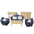 Conjunto de sala de estar Dollhouse, escala 1/12, móveis de madeira de 6 peças