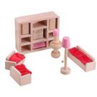 Conjunto de sala de estar Mini House Furniture em madeira rosa
