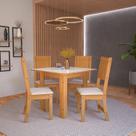 Conjunto de Sala de Jantar 1 Mesa 4 Cadeiras Atenas Laranja/Freijó/Off White/Linho