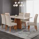 Conjunto de Sala de Jantar 160x77,8cm Tampo com Vidro e 6 Cadeiras Tannat Yescasa