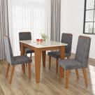 Conjunto de Sala de Jantar 4 Cadeiras Roma Cinza/Freijo Off White/Tec Titanio Conjunto de Sala de Jantar 4 Cadeiras Roma Cinza/Freijo Off White/Tec Titanio