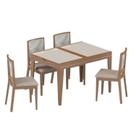 Conjunto de Sala de Jantar com Mesa Extensível 4 Cadeiras 120cm Madri