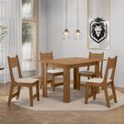 Conjunto de Sala de Jantar com Tampo Mdf 120x80 com 4 Cadeiras Lisboa