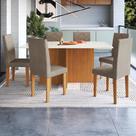 Conjunto De Sala De Jantar Fidelitá Itália 170 Cm Com 6 Cadeiras Freijó/Off-White Assento Cacau