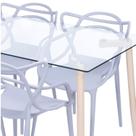 Conjunto de Sala de Jantar Mesa com Tampo de Vidro com 4 Cadeiras Solna Allegra