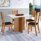 Conjunto de sala de jantar predilleta atenas 110 cm com 4 cadeiras freijó/off-white assento preto Conjunto de sala de jantar predilleta atenas 110 cm com 4 cadeiras freijó/off-white assento preto
