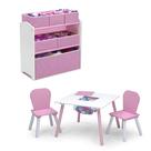 Conjunto de sala de jogos para crianças Delta Children de 4 peças rosa/branco