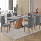 Conjunto de Sala Versailles 1,60 6 com Cad Olympe 100 MDF Tampo de Vidro