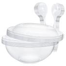 Conjunto de saladeiras EcoDispose Clear Plastic 4x160ml com tampa e utensílios