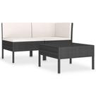 Conjunto de Salón de Jardín Casafoyer 3 Piezas en Poliratán Negro
