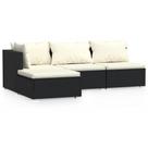 Conjunto de Salón para Patio Casafoyer de 4 Piezas en Rattan Sintético Negro Conjunto de Salón para Patio Casafoyer de 4 Piezas en Rattan Sintético Negro