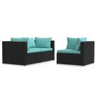 Conjunto de Salón para Patio Casafoyer en Polirratán Negro con Cojines Conjunto de Salón para Patio Casafoyer en Polirratán Negro con Cojines