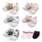 Conjunto de sapatos para bonecas BABESIDE em lona floral de 18" com meias