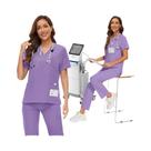 Conjunto De Scrubs Médicos Femininos Antirrugas Laváveis E Macios Para Enfermeiras Veterinárias E