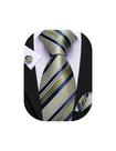 Conjunto de seda listrada Necktie Barry.Wang verde oliva azul marinho