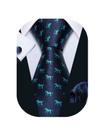 Conjunto de seda Necktie Barry.Wang Blue Horse 8,5 cm x 150 cm
