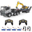 Conjunto de semi-caminhão e escavadeira RC Fistone 1:24 com som e luz