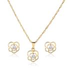 Conjunto de Semijoia Flor Vazada Com Zircônia Banhado a Ouro 18K Conjunto de Semijoia Flor Vazada Com Zircônia Banhado a Ouro 18K