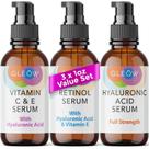 Conjunto de sérum GLEOW Retinol, Vitamina C e Ácido Hialurônico 90mL