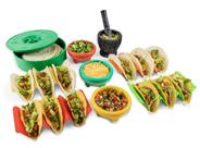 Conjunto de servir taco Nostalgia Taco Tuesday de 9 peças - vermelho/amarelo/verde
