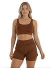 Conjunto de Short Duplo Fitness Academia Treino Feminino Cor:MarromTamanho:M