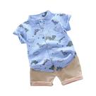 Conjunto De Shorts Com Estampa De Dinossauro Para Bebês, Camisa Com Gola Para Atividades Ao Ar