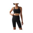 Conjunto De Shorts De Yoga De Cintura Alta Para Mulheres Com Top De Sutiã Cruzado, Roupas De Fitness