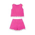 Conjunto De Shorts E Colete De Renda Em Cor Sólida Para Meninas, Estilo De Férias De Verão