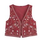 Conjunto De Shorts Mini Chique Sem Mangas Com Decote Em V E Bordado Para Mulheres, Moda De Rua