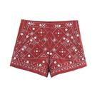 Conjunto De Shorts Mini Chique Sem Mangas Com Decote Em V E Bordado Para Mulheres, Moda De Rua