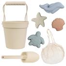 Conjunto de silicone Beach Toys BLUE GINKGO com balde, pá e bolsa
