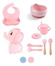 Conjunto de Silicone para Alimentação Baby Style - Elefantinho Rosa - 10 Peças