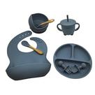 Conjunto De Silicone Refeição Introdução Alimentar Bebê Infantil Prato Babador Talheres Copo 8 Peças