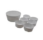 Conjunto de Sobremesa Oitavado Tigela Saladeira Potes Cozinha 7 peças Branco Opaco