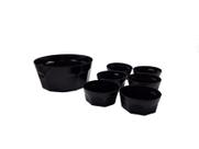 Conjunto de Sobremesa Oitavado Tigela Saladeira Potes Cozinha 7 peças Preto Opaco Conjunto de Sobremesa Oitavado Tigela Saladeira Potes Cozinha 7 peças Preto Opaco