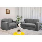 Conjunto de Sofá 2 e 3 Lugares Cinza Liso