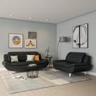 Conjunto de Sofá 2 e 3 Lugares New Passion Revestimento Sintético Preto