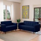 Conjunto de Sofá 2 e 3 Lugares Vitrola Suede Azul