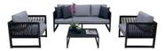 Conjunto De Sofá + 2 Poltronas Corda Náutica + Mesinha