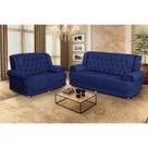 Conjunto de Sofá 2,00 x 1,50m 3 E 2 Lugares Suede Filadélfia Azul