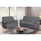 Conjunto de Sofá 2,00 x 1,50m 3 E 2 Lugares Suede Finlândia Cinza