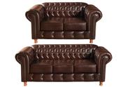 Conjunto de Sofá 3 e 2 Lugares Chesterfield Luís Xv Marrom Café Conjunto de Sofá 3 e 2 Lugares Chesterfield Luís Xv Marrom Café