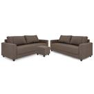 Conjunto de Sofá 3 e 4 Lugares e Puff Herval Clean Marrom, 230 cm