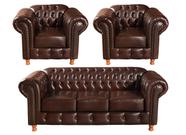 Conjunto de Sofá 3 Lugares e 2 Poltronas Chesterfield Luís Xv Marrom Café Conjunto de Sofá 3 Lugares e 2 Poltronas Chesterfield Luís Xv Marrom Café
